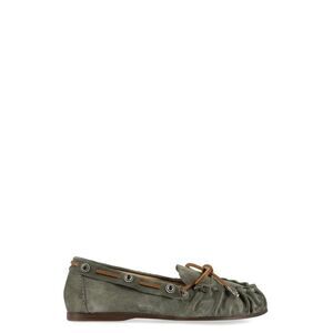 SARTORE Suede Moccasin Flats with Embellishments Women GREEN Moccasins